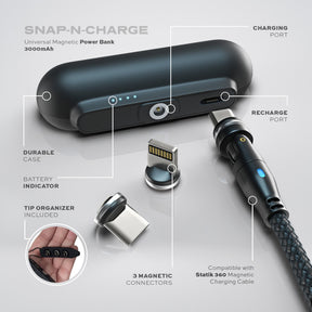 Statik® Snap-N-Charge | Universal Magnetic Power Bank